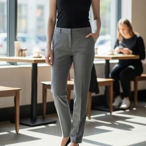 NY&CO Gray Straight Leg Dress Pants 12P Petite Office Siren Minimalist Chic